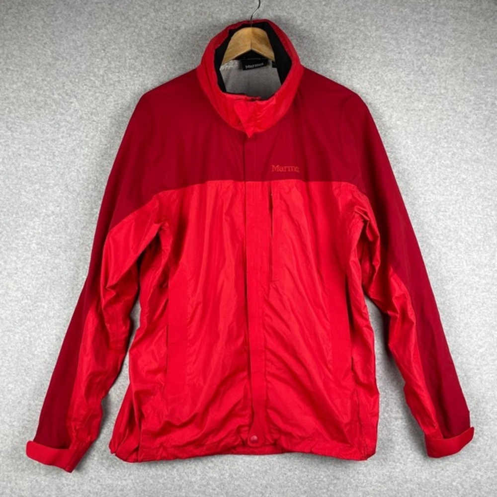 Marmot Jacket Mens Large Red Windbreaker Full Zip‎ Hood Outdoor Membrain Hiking